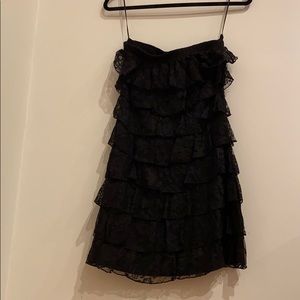 Express Strapless Black Layered Lace Dress Size XS
